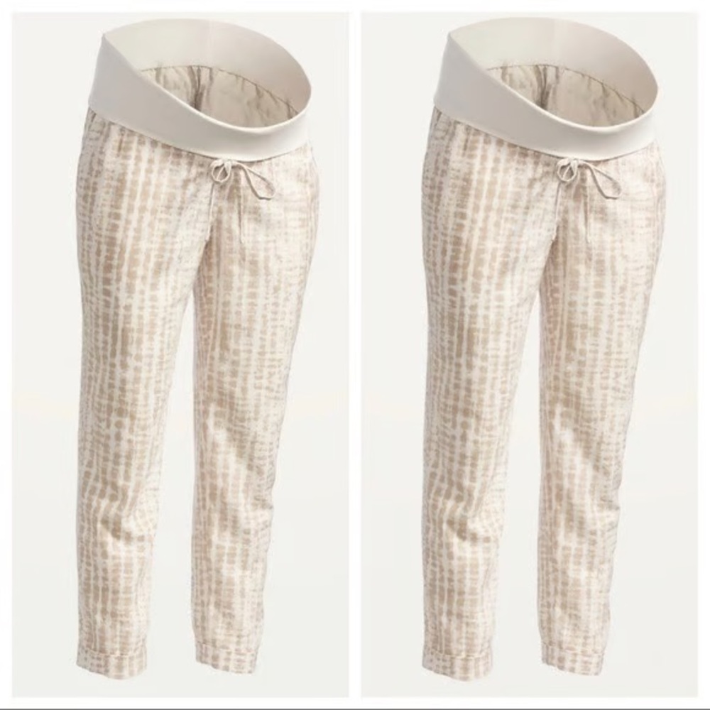 Old Navy Maternity Rollover-Waist Tie-Dye Linen-Blend Cropped Pants Spring